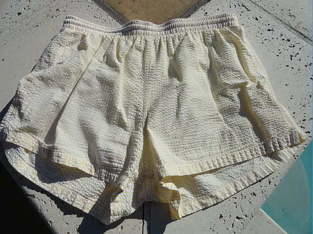 Vintage 80s Mens Reyn Spooner Yellow Seersucker Swim Trunks size L